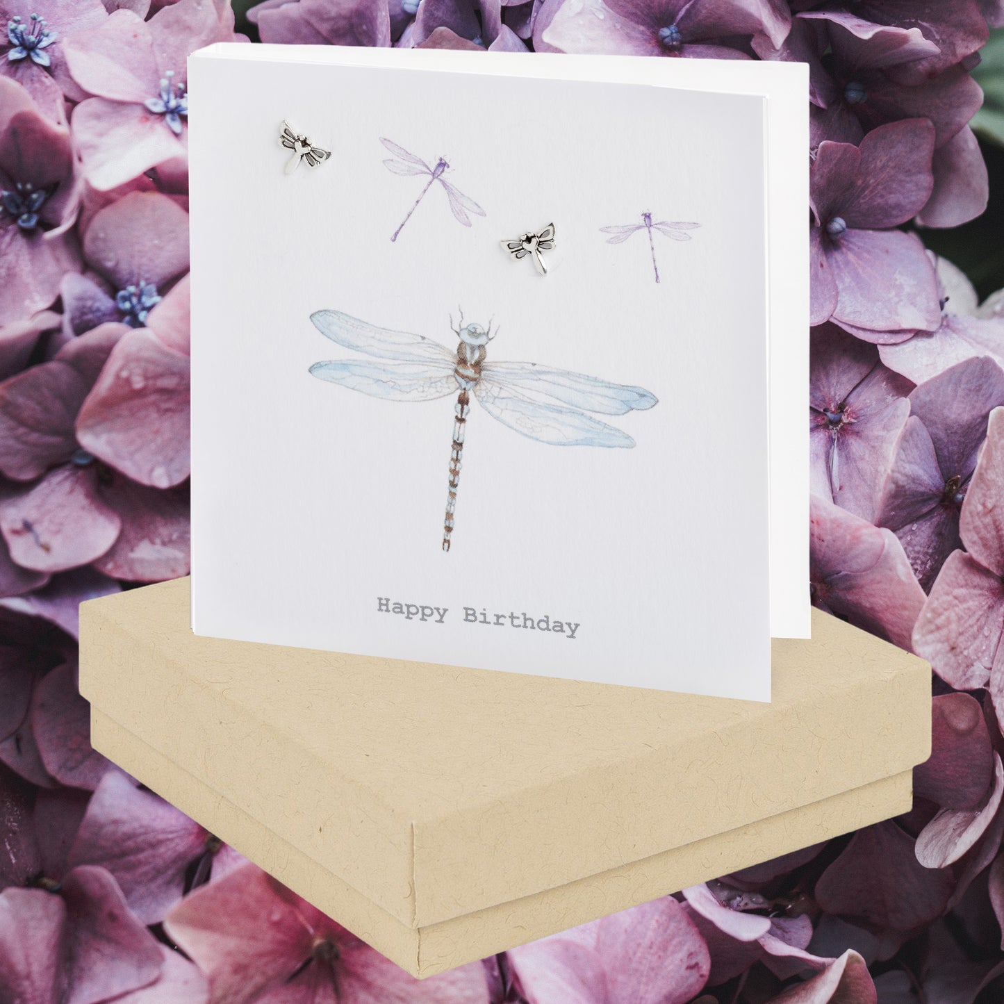 Sterling Silver Dragonfly Stud Earrings in Gift Box for Birthday Celebration