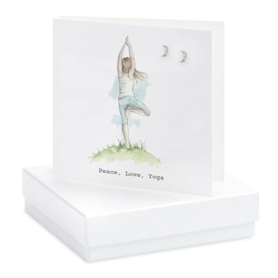 Load image into Gallery viewer, Boxed Peace, Love, Yoga Earring Card Earrings Crumble and Core White  

