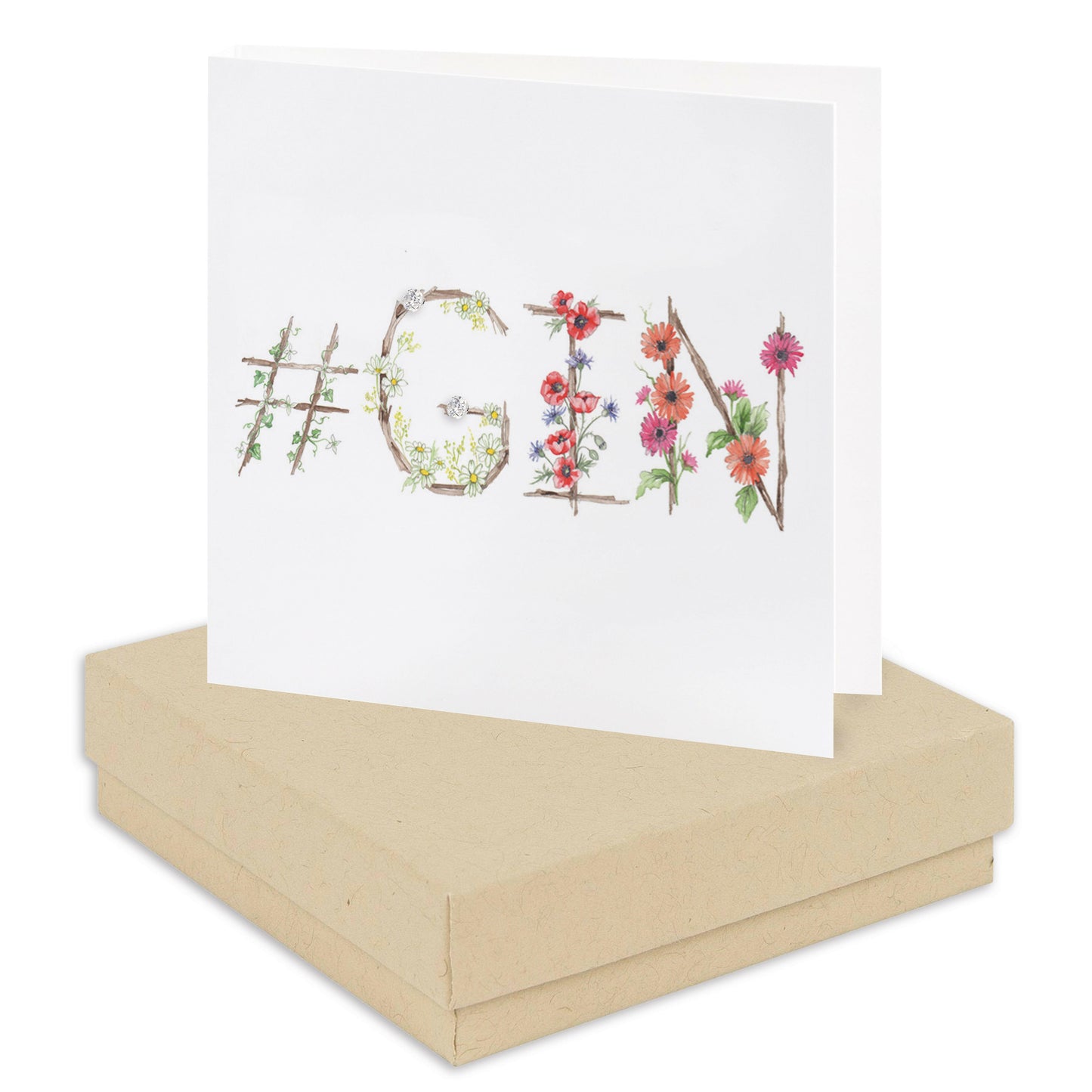 Boxed Earring Card Hashtag Gin Earrings Crumble and Core Kraft  