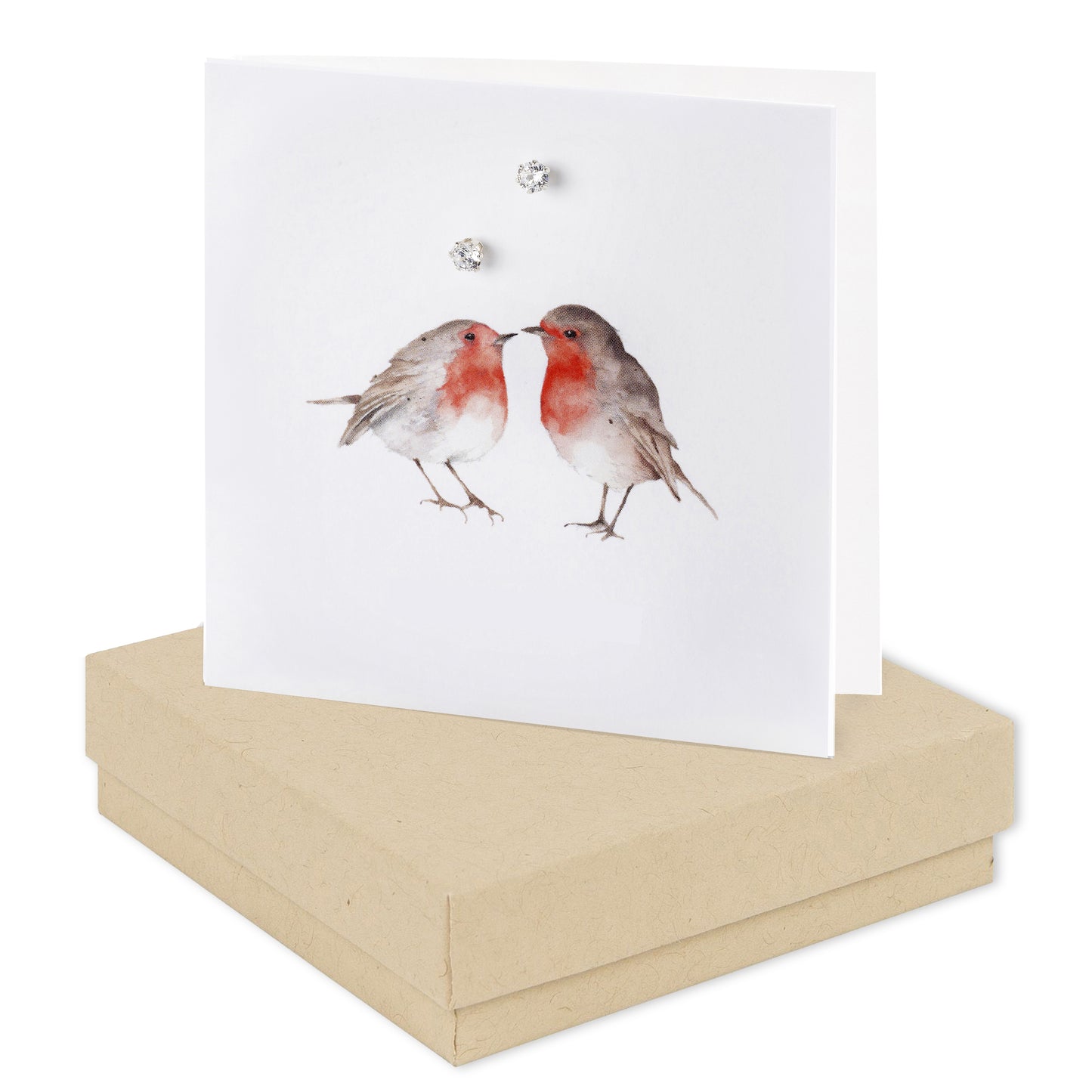 Boxed Sterling Silver Stud Earring Card - Robin Design Boxed Ready for Gifting