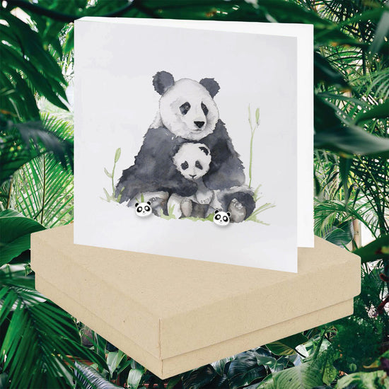 Sterling Silver Panda Stud Earrings - Boxed for Gifting