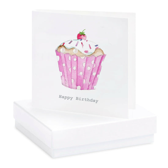 Sterling Silver Pearl Stud Earrings on Birthday Cupcake Card - Ideal Gift for Celebrations - Crumble and Core