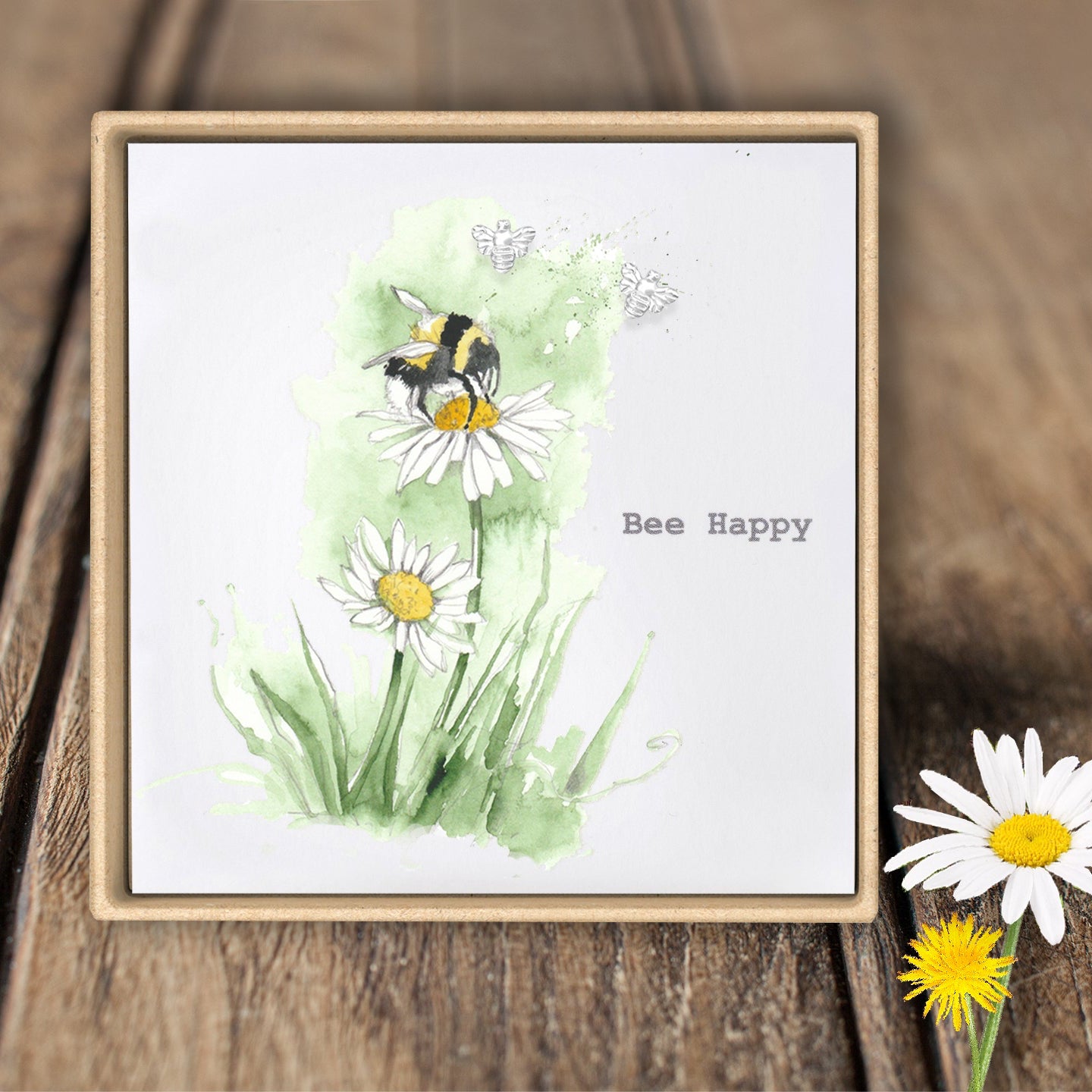 Sterling Silver Stud Earrings – Bee Design Boxed Gift Set with Birthday Card