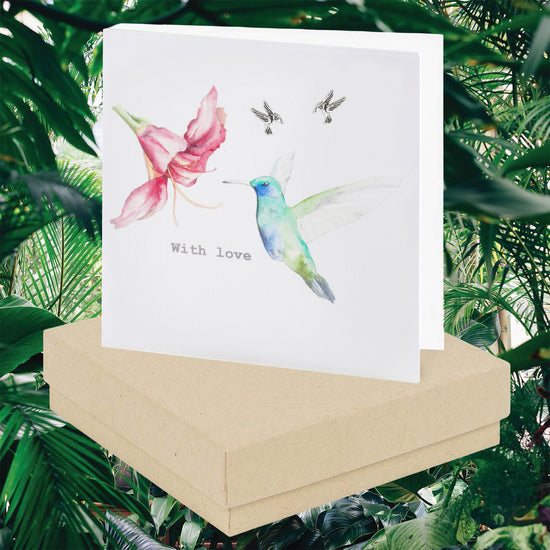 Hummingbird Boxed Sterling Silver Stud Earring Card