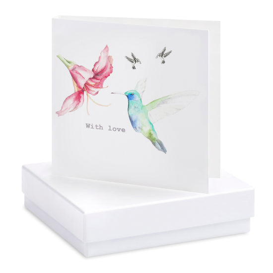 Hummingbird Boxed Sterling Silver Stud Earring Card