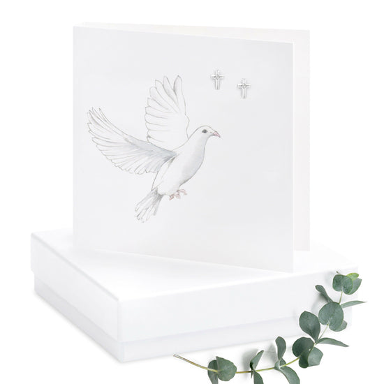 Sterling Silver Dove Cross Stud Earrings Elegant Gift for Any Occasion - Crumble and Core