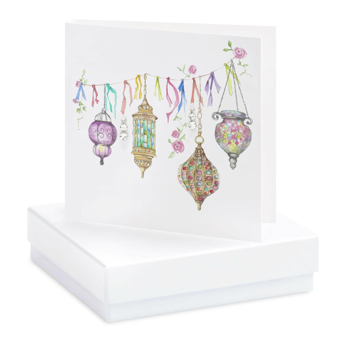 Exquisite Boxed Moroccan Lantern card with Sterling Silver Stud Earrings - Perfect for Any Occasion