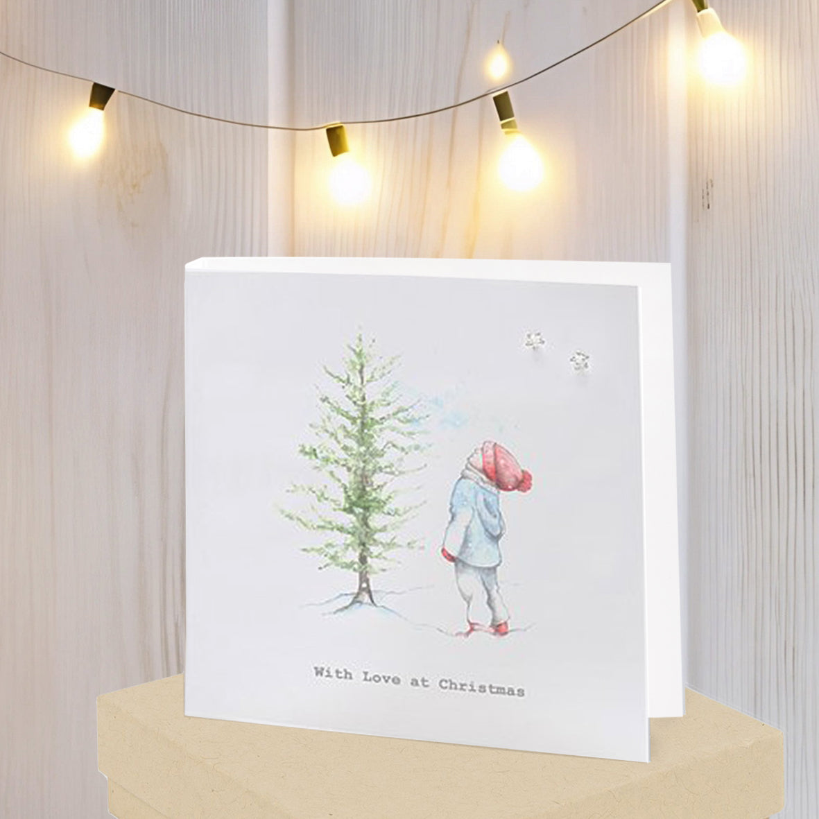 Christmas Card with Sterling Silver Stud Earrings - Boxed Card and Festive Gift