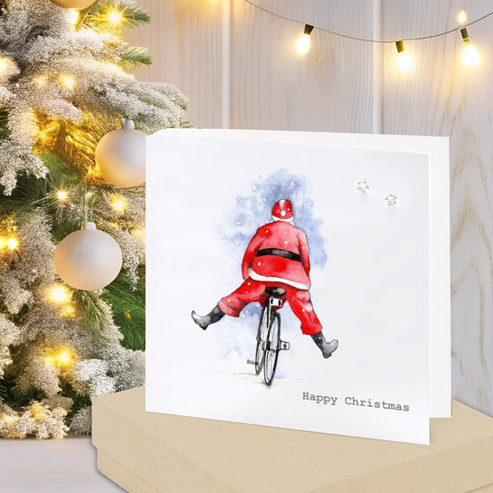 Sterling Silver Stud Earrings in a Beautifully Boxed Santa Christmas Card - Perfect for Christmas