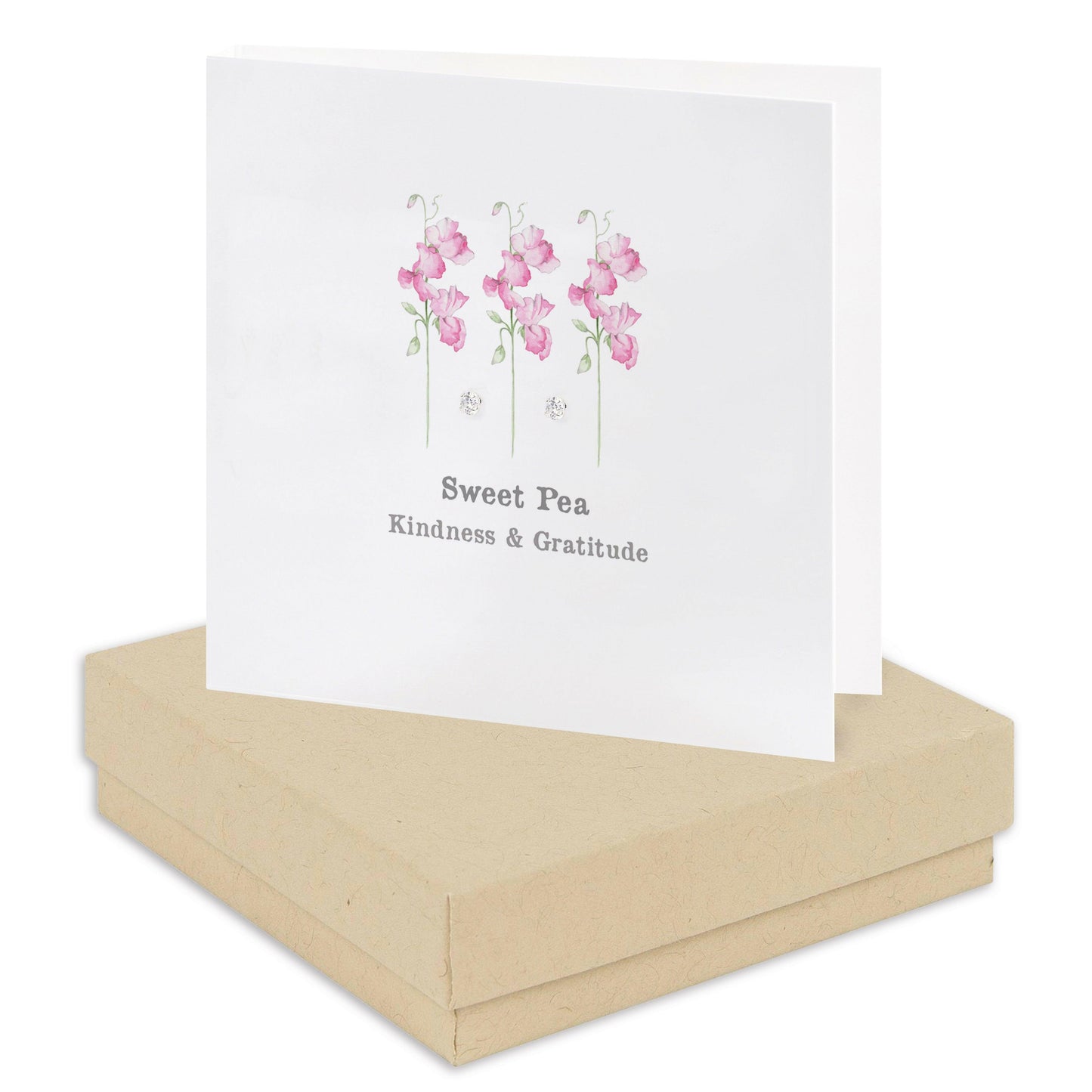 Sterling Silver Sweet Pea Earrings  Card Set in Gift Box  Ideal Gifting Option