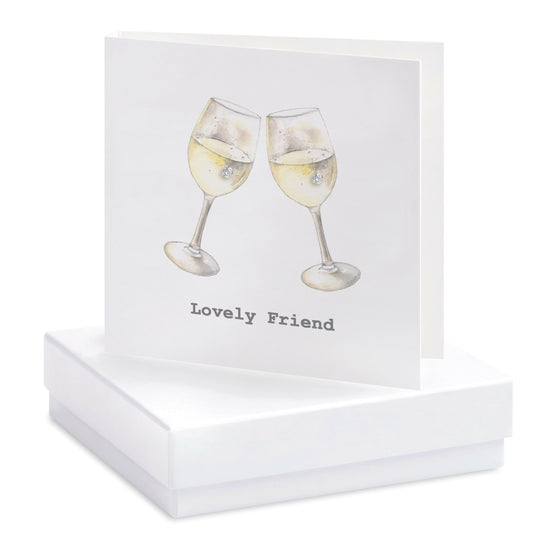 Load image into Gallery viewer, Boxed Wine Lovely Friend Earring Card Earrings Crumble and Core White  
