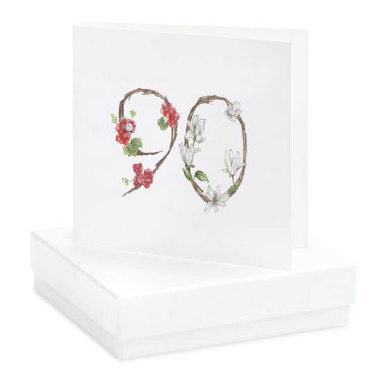Load image into Gallery viewer, Boxed Floral 90th Earring Card Earrings Crumble and Core White  
