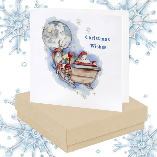 Father Christmas in the Sky Sterling Silver Stud Earrings on a Boxed Card