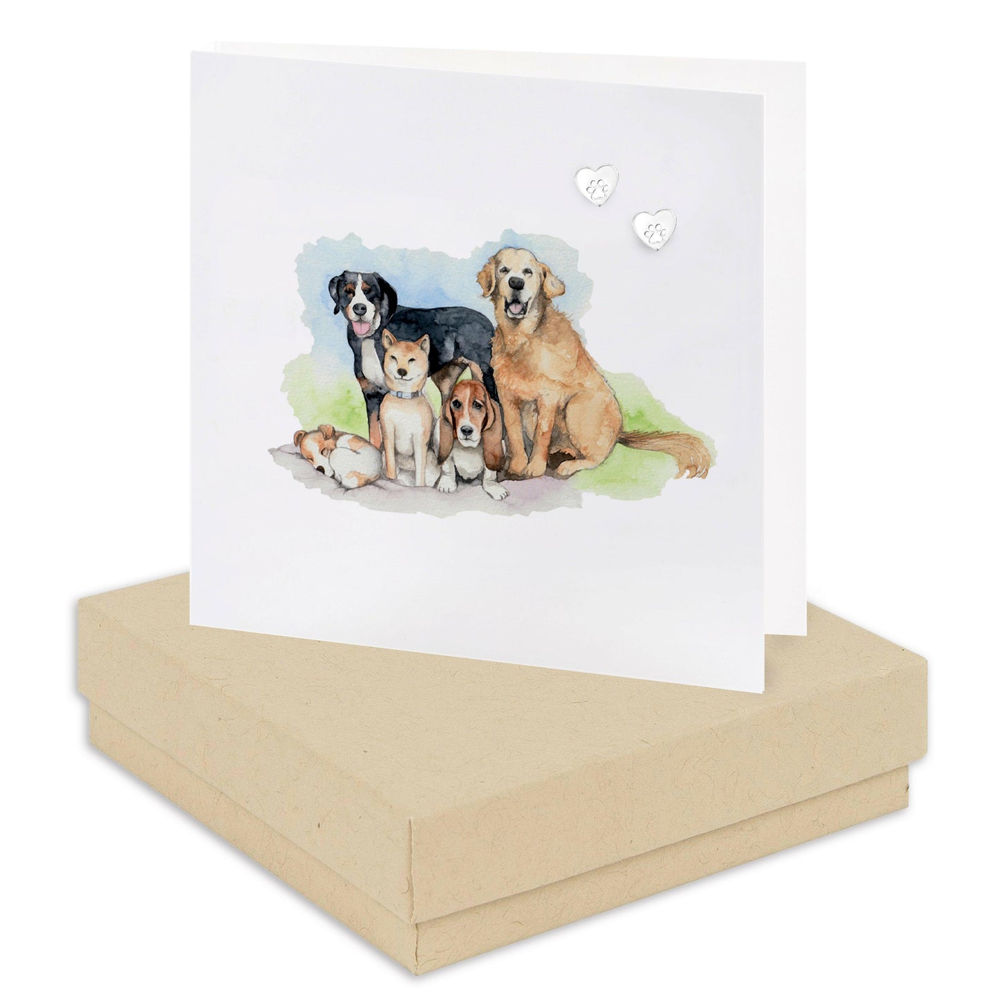Sterling Silver Dog Paw Stud Earrings on Card  Ideal Gift for Dog Lovers