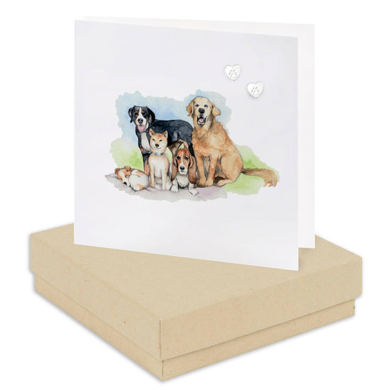 Sterling Silver Dog Paw Stud Earrings on Card  Ideal Gift for Dog Lovers