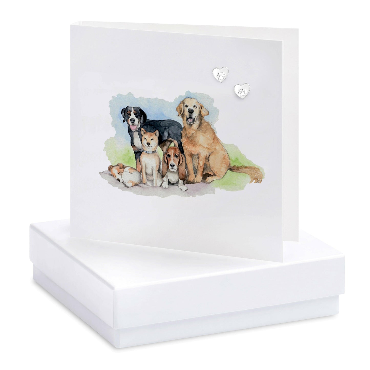 Sterling Silver Dog Paw Stud Earrings on Card  Ideal Gift for Dog Lovers