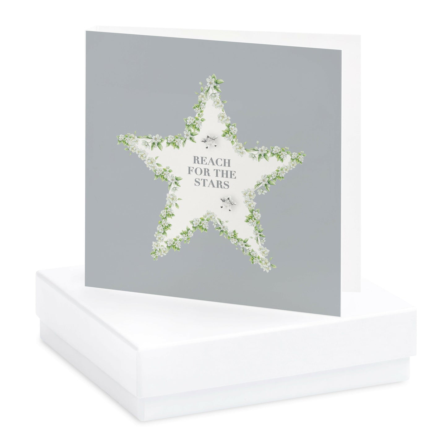 Vintage Sentiments Boxed Silver Earring Card Reach For The Stars Earrings Crumble and Core White  