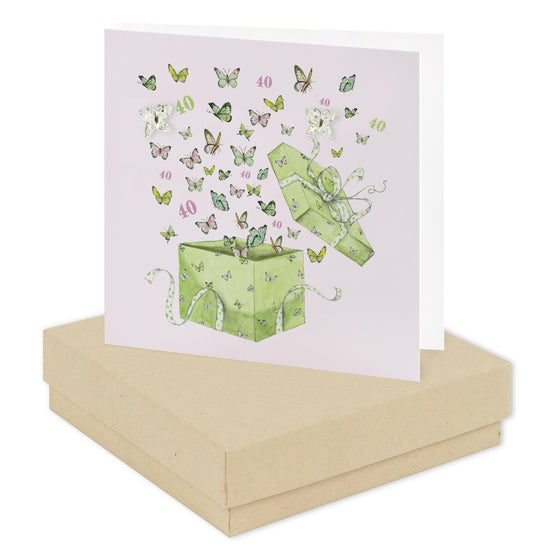 Boxed Earring Card Butterfly 40th Earrings Crumble and Core Kraft  