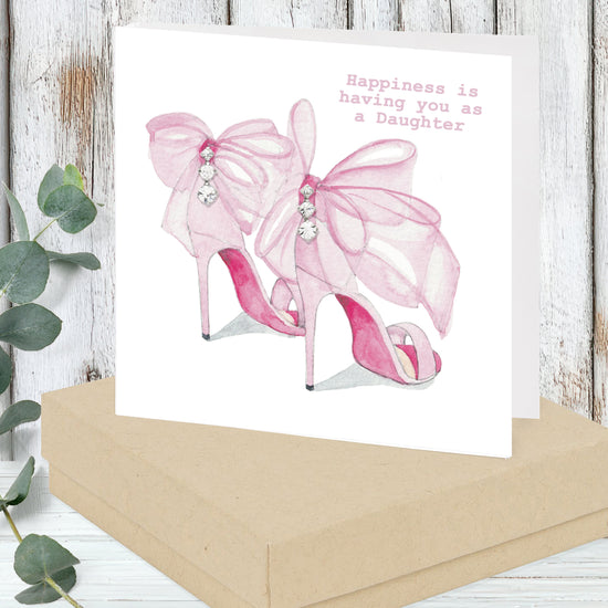 Sterling Silver Pink Bow Shoe Stud Earrings for Daughters - Gift Box Included