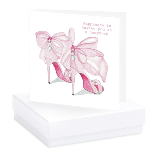 Sterling Silver Pink Bow Shoe Stud Earrings for Daughters - Gift Box Included