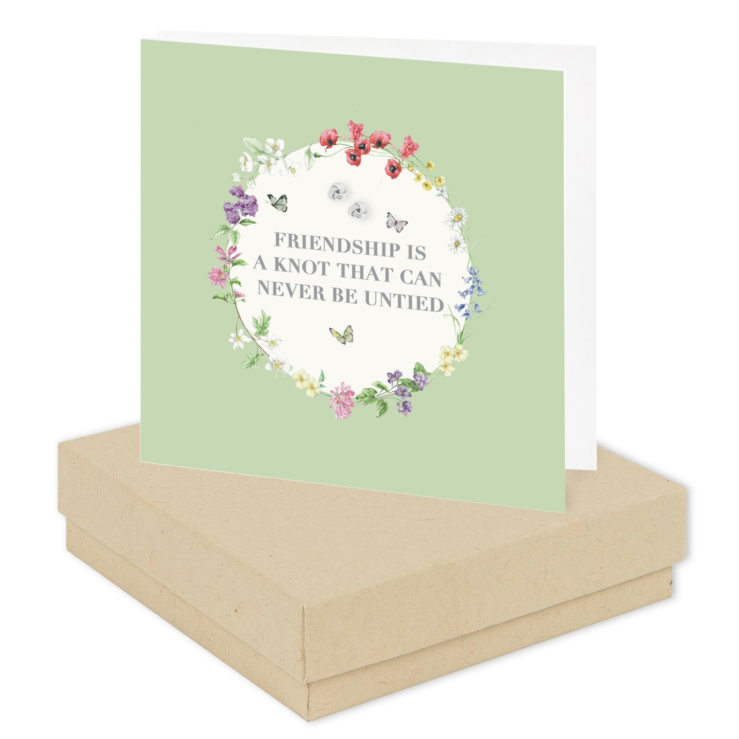 Vintage Sentiment Boxed Silver Earring Card Friendship Earrings Crumble and Core Kraft  