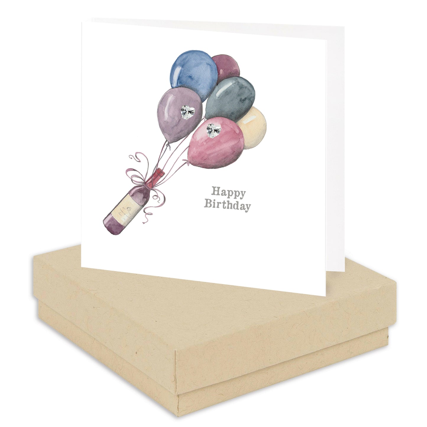 Boxed Silver Earring Card Wine & Balloons Happy Birthday Earrings Crumble and Core Kraft  