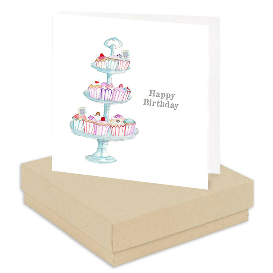 Boxed Silver Earring Card Cake Stand Happy Birthday Earrings Crumble and Core Kraft  