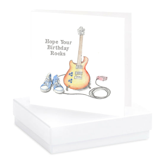 Boxed Silver Earring Card Guitar & Trainers Hope Your Birthday Rocks Earrings Crumble and Core White  