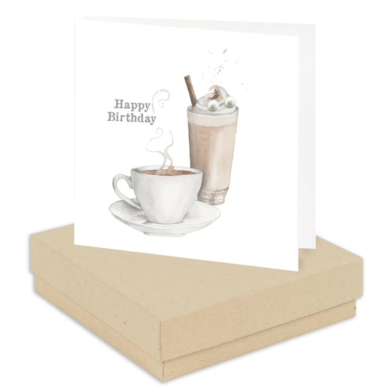 Boxed Silver Earring Card Coffee Happy Birthday Earrings Crumble and Core Kraft  