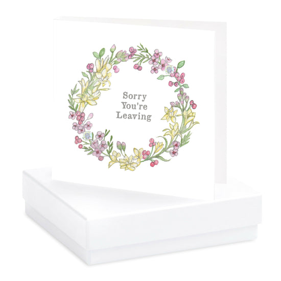 Boxed Silver Earring Card Sorry Leaving Wreath Earrings Crumble and Core White  