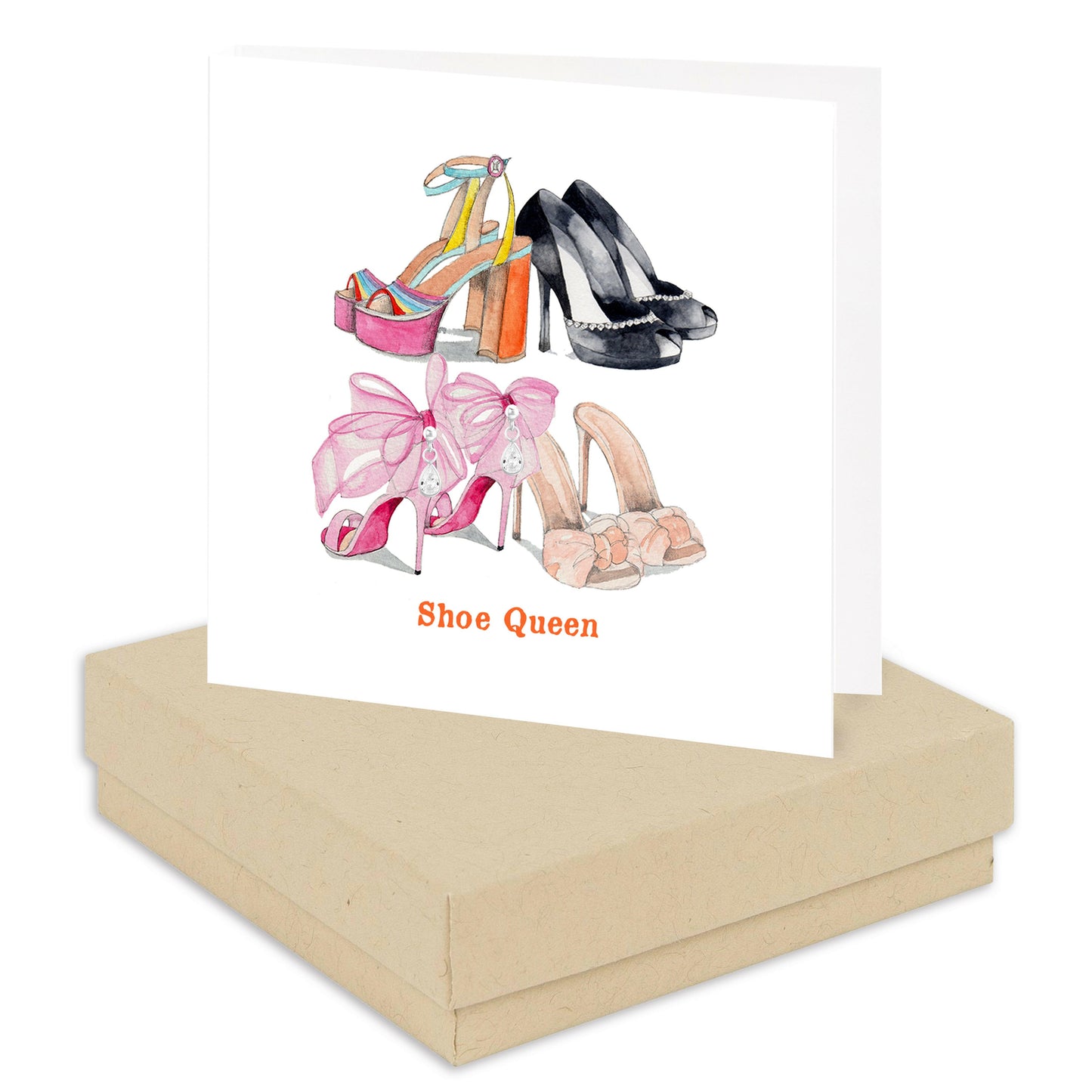 Boxed Silver Earring Card Shoe Queen Earrings Crumble and Core Kraft  