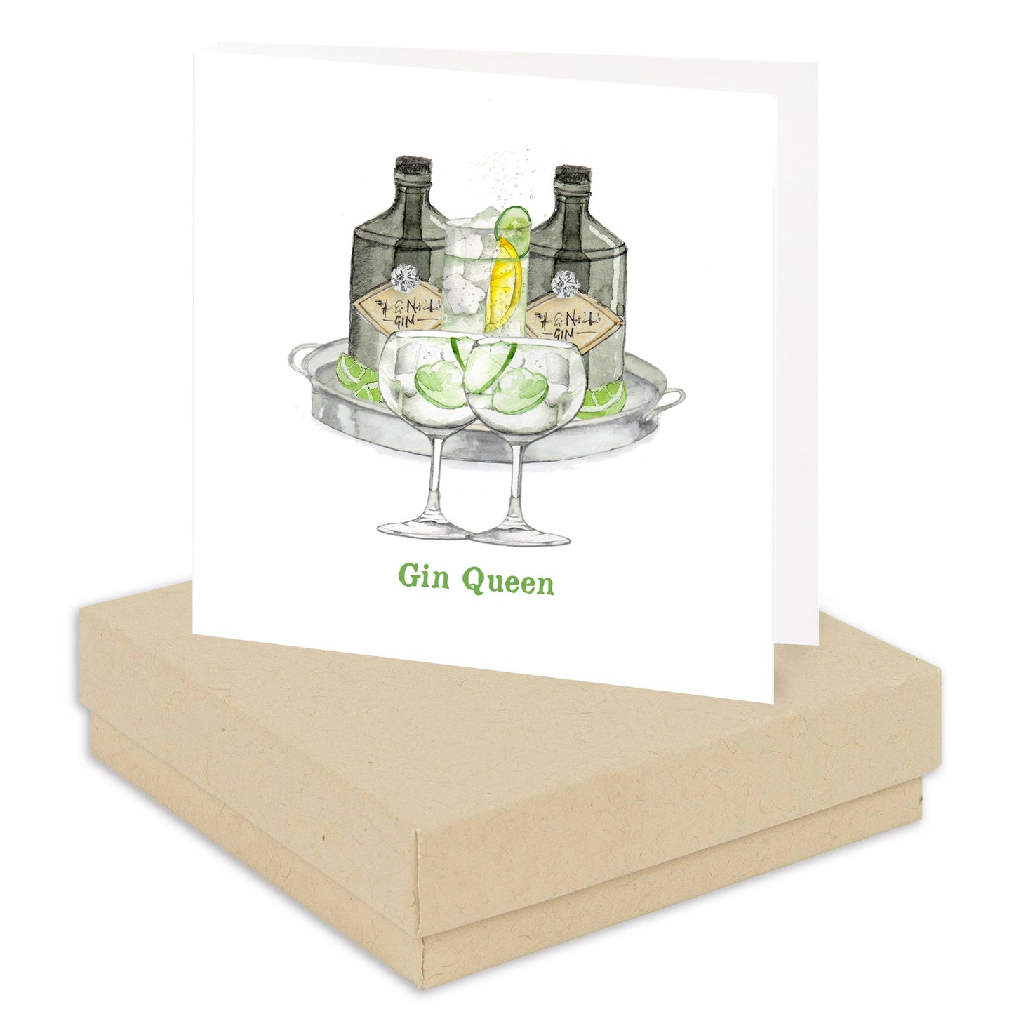 Boxed Silver Earring Card Gin Queen Earrings Crumble and Core Kraft  