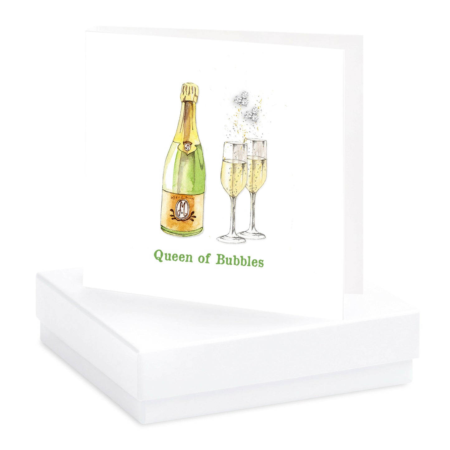 Boxed Silver Earring Card Queen of Bubbles Earrings Crumble and Core White  