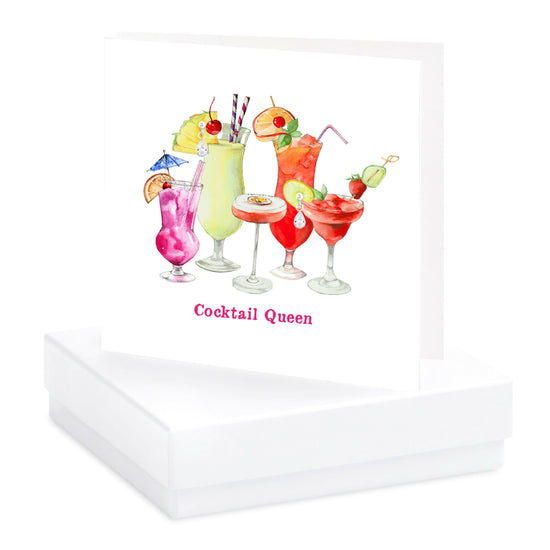 Boxed Silver Earring Card Cocktail Queen Earrings Crumble and Core White  