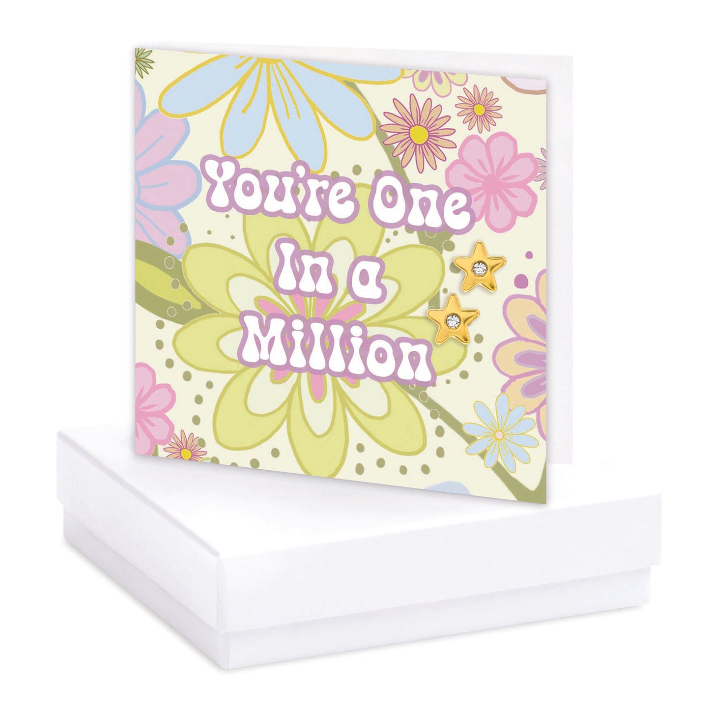 Gold Plated Star & CZ Stud Earrings on Crumble Babe One In A Million-Boxed Gift