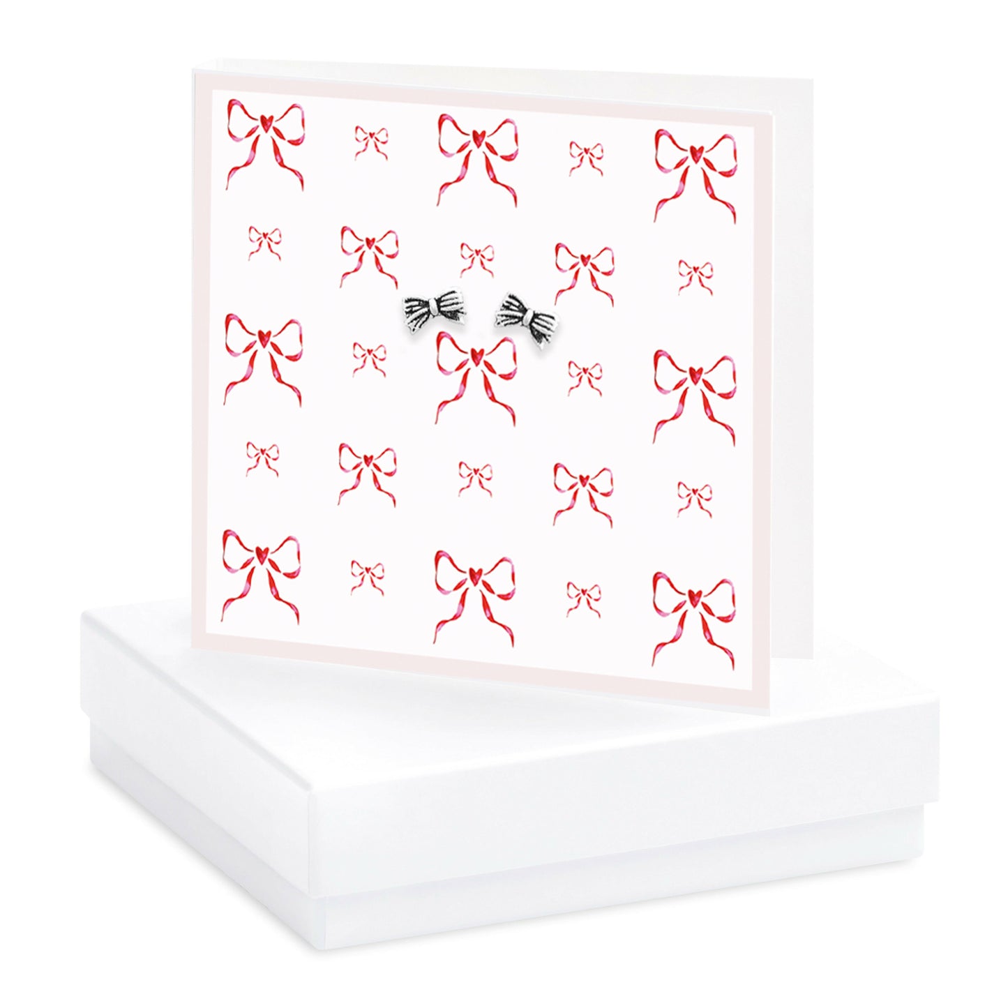 Sterling Silver Christmas Bows Earring Card and Gift Box