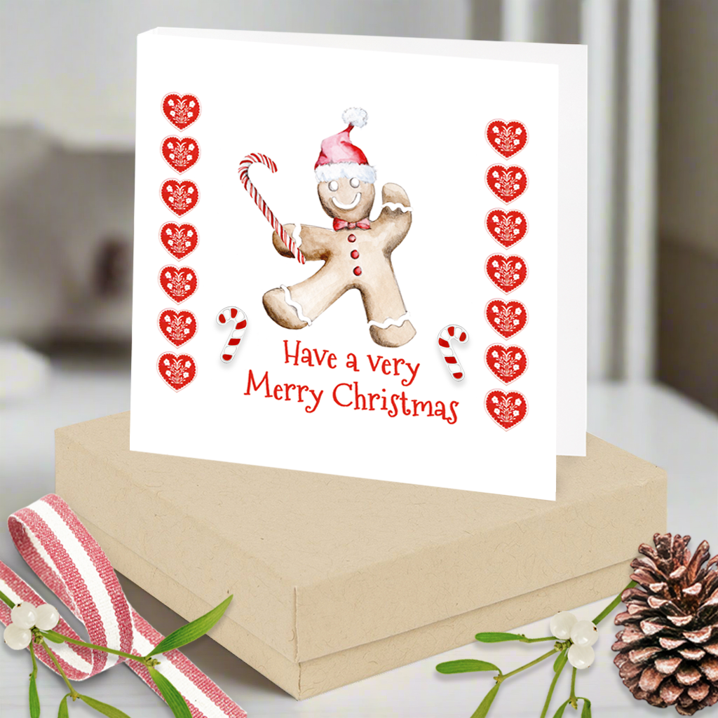 Sterling Silver Christmas Candy Cane Earrings Card and Gift Box