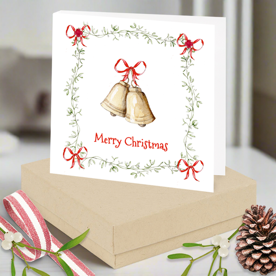 Sterling Silver Christmas Bells Earrings Card and Gift Box