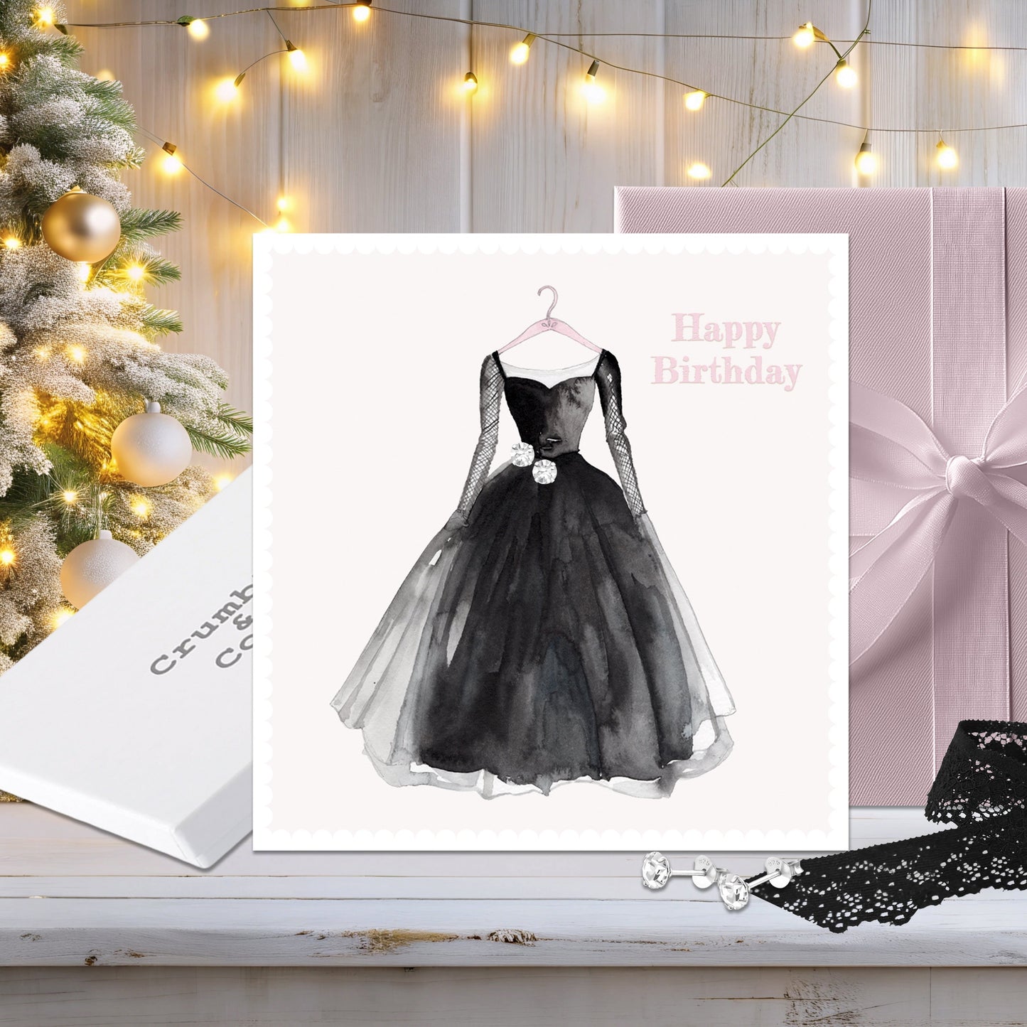 Inscatolato e via! Biglietto per orecchini con mongolfiera