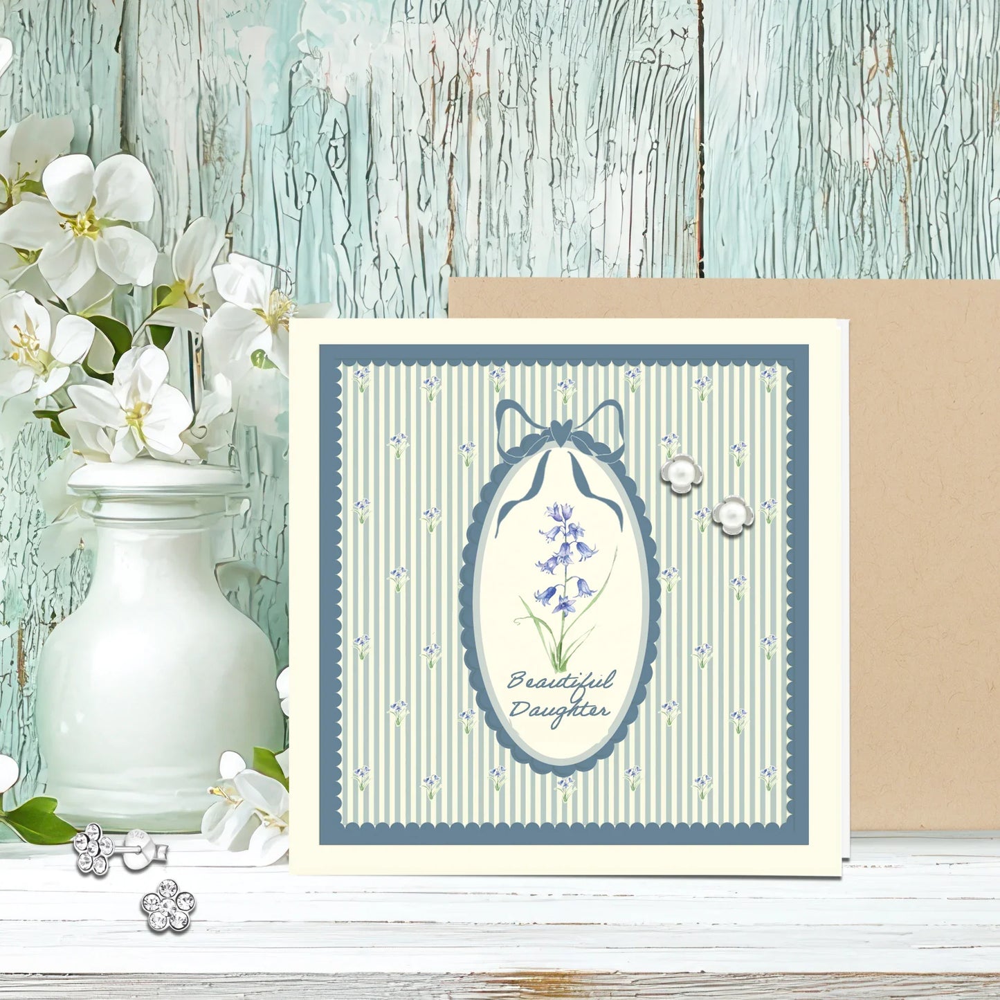 Sterling Silver Studs -  Pearl Earrings – Delicate Flower Studs with Gift Box for Daughter