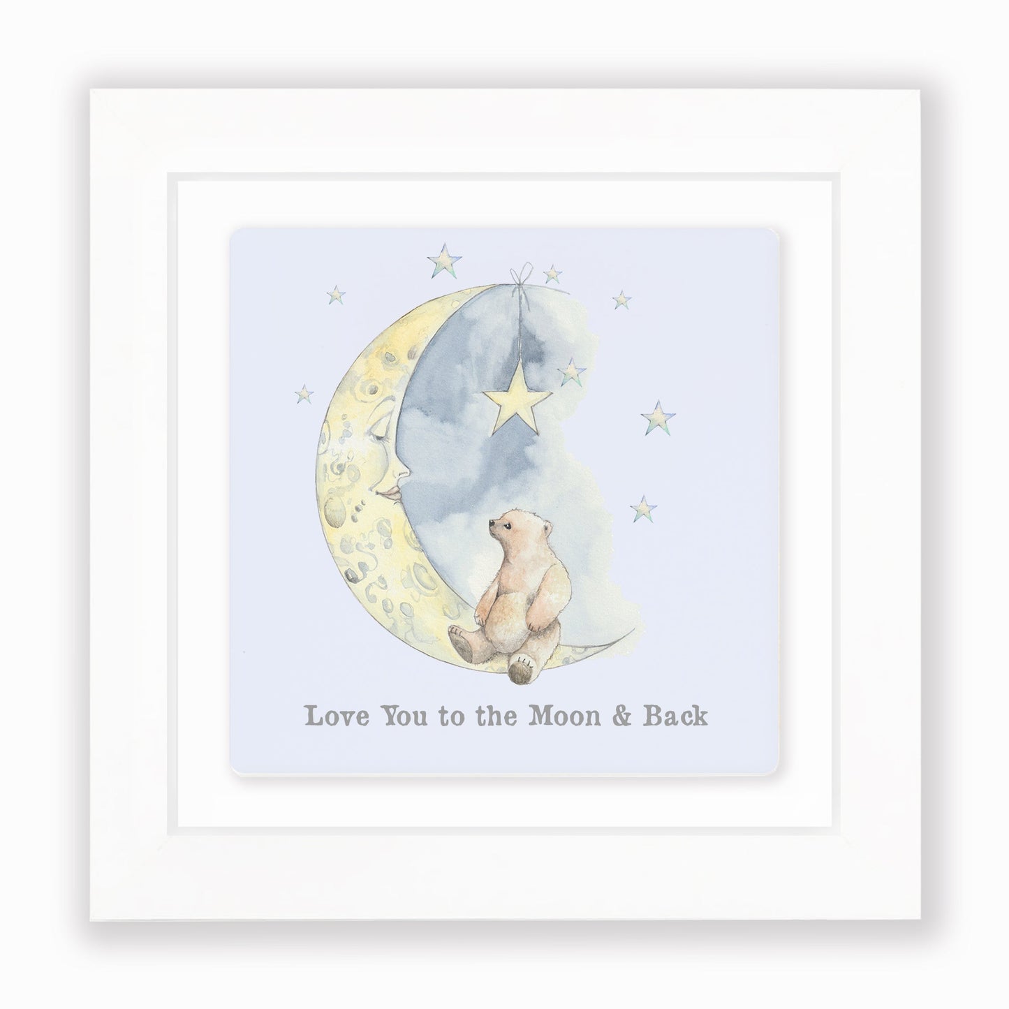 Hand Finished Ceramic Framed Tile Print - Bear & Moon Design - Home Decor - Gifts for Her - Nursery Decor - Newborn Gifts