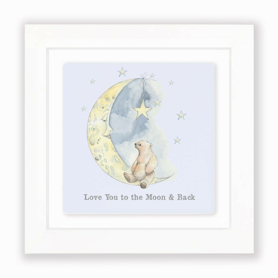 Load image into Gallery viewer, Hand Finished Ceramic Framed Tile Print - Bear &amp;amp; Moon Design - Home Decor - Gifts for Her - Nursery Decor - Newborn Gifts
