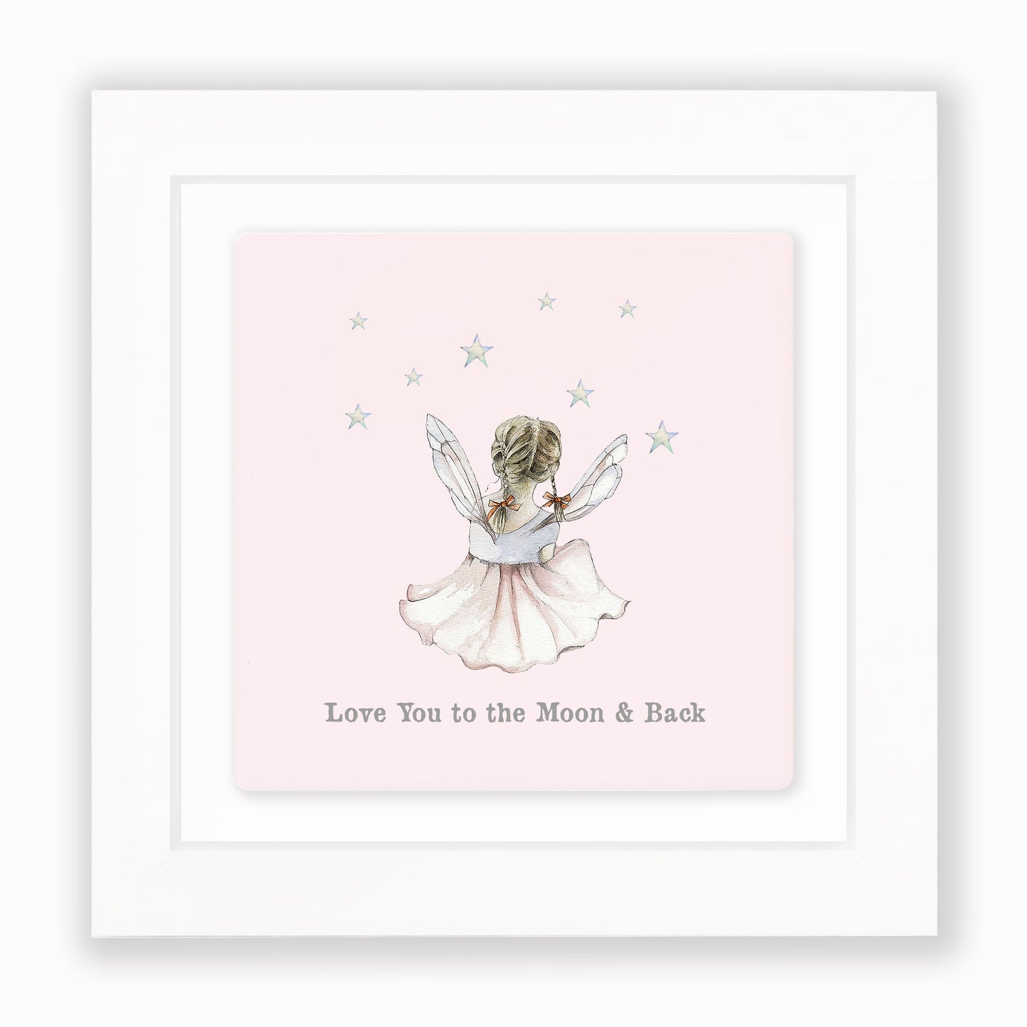 Hand Finished Ceramic Framed Tile Print - Fairy Love You To The Moon Design - Home Decor - Gifts for Her - Nursery Decor - Newborn Gifts