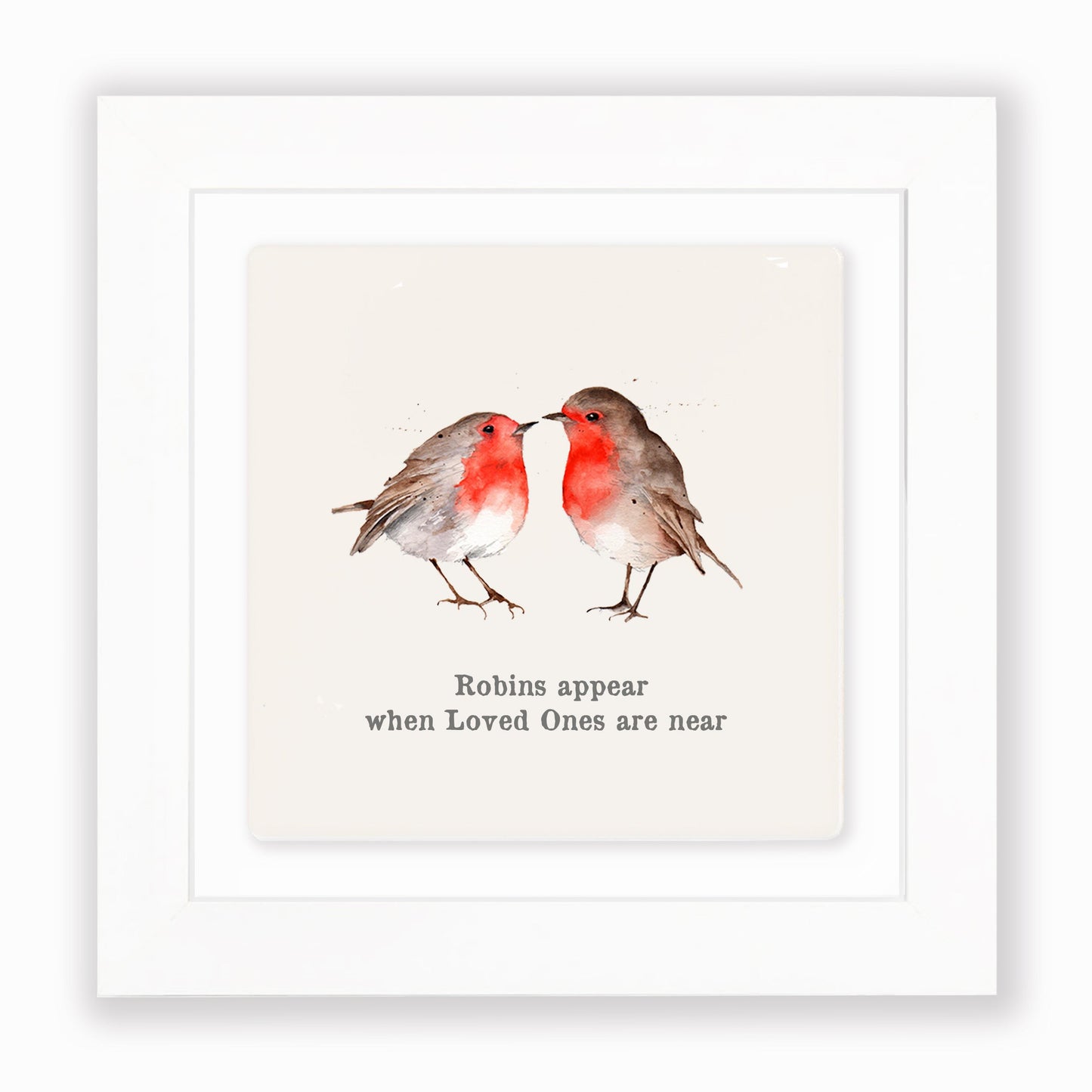 Hand Finished Ceramic Framed Tile Print - Robins Appear Design - Home Decor - Gifts for Her