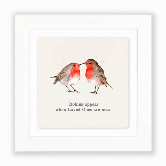 Load image into Gallery viewer, Hand Finished Ceramic Framed Tile Print - Robins Appear Design - Home Decor - Gifts for Her
