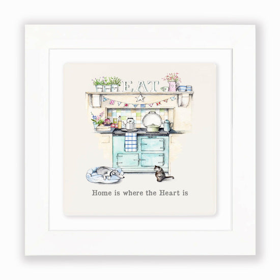 Load image into Gallery viewer, Hand Finished Ceramic Framed Tile Print - Aga Home Is Where The Heart Is Design - Home Decor - Gifts for Her

