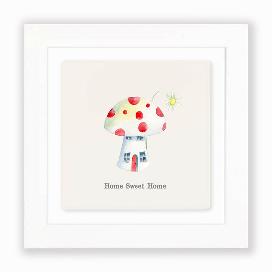 Load image into Gallery viewer, Hand Finished Ceramic Framed Tile Print - Toadstool Home Sweet Home Design - Home Decor - Gifts for Her
