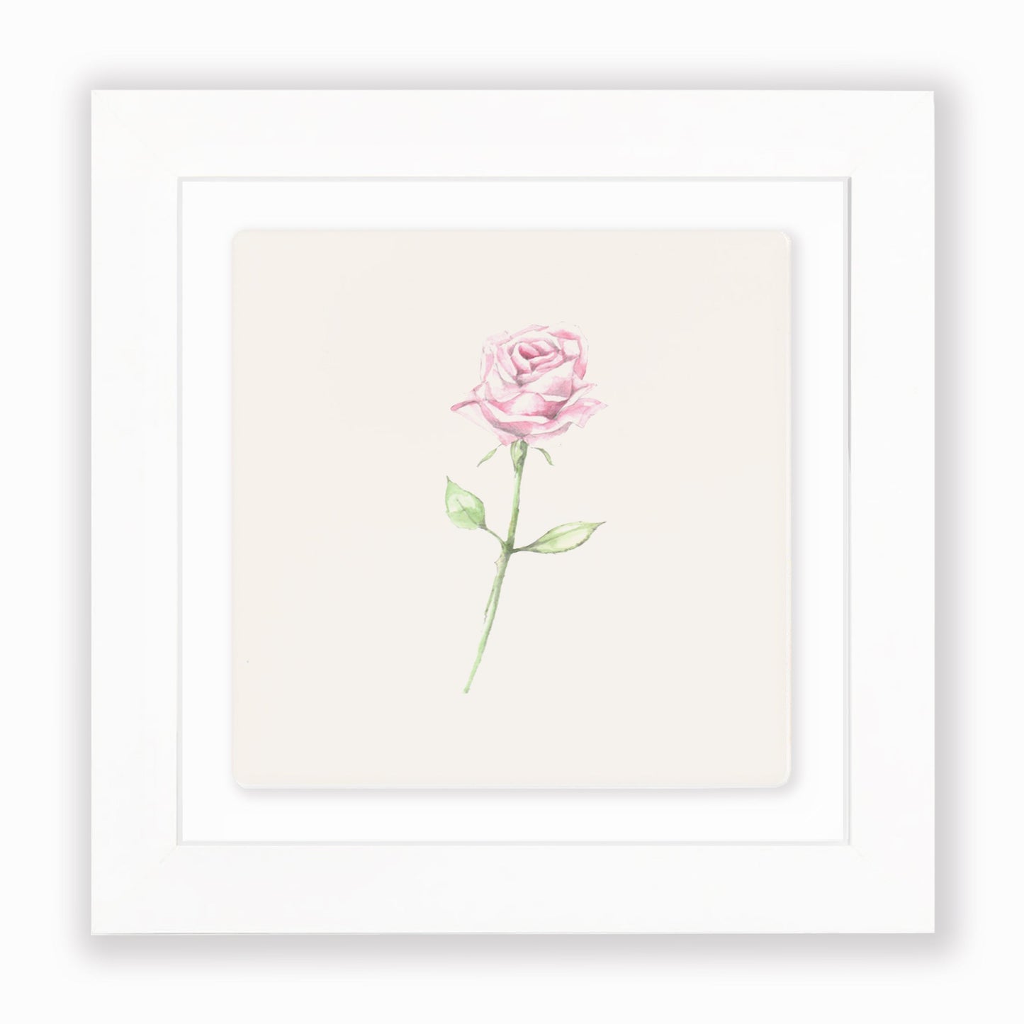 Hand Finished Ceramic Framed Tile Print - Rose Design - Home Decor - Gifts for Her
