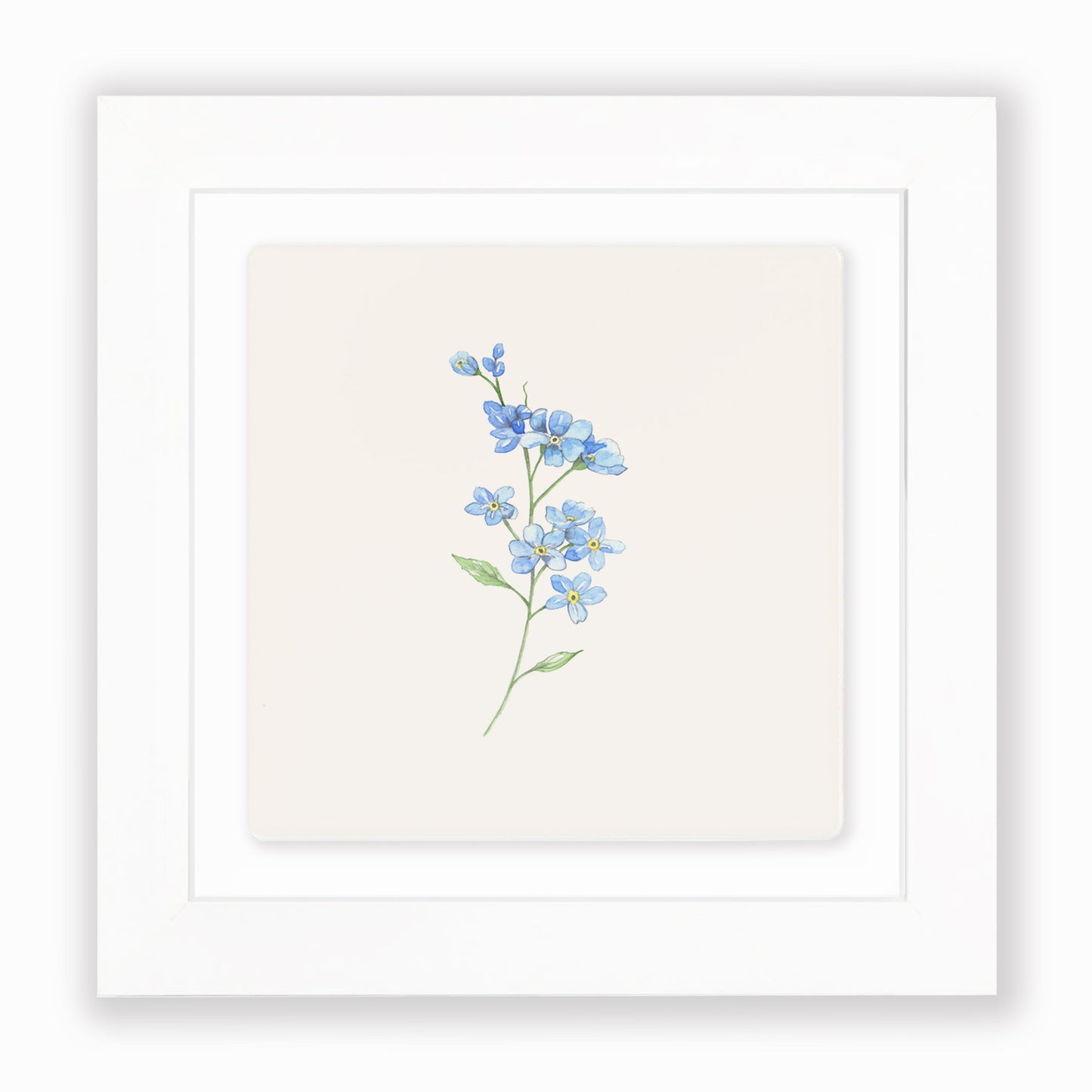 Hand Finished Ceramic Framed Tile Print - Forget Me Not Design - Home Decor - Gifts for Her
