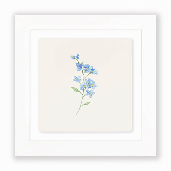 Load image into Gallery viewer, Hand Finished Ceramic Framed Tile Print - Forget Me Not Design - Home Decor - Gifts for Her

